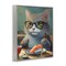 Stupell Industries Cat Eating Sushi Framed Giclee Wall Art Design by Elizabeth Medley